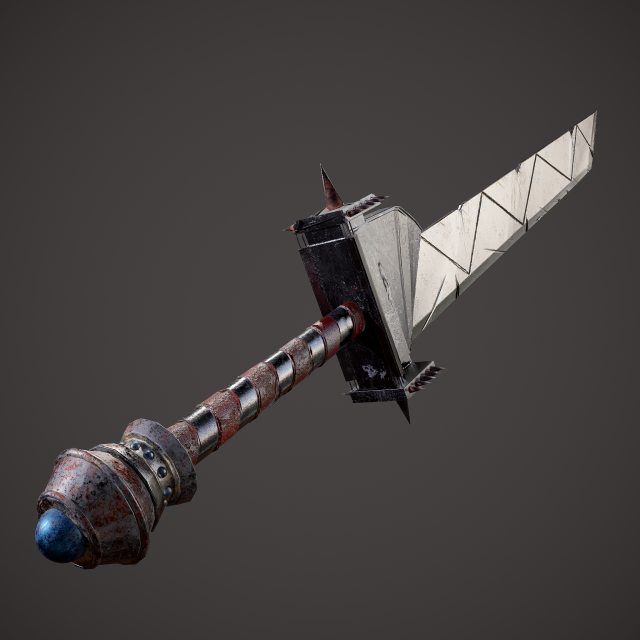 Spiked fantasy sword 3D Модель .c4d .max .obj .3ds .fbx .stl .blend 