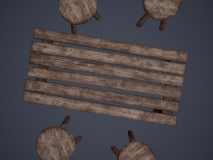 Tavern table and stools 3D Модель