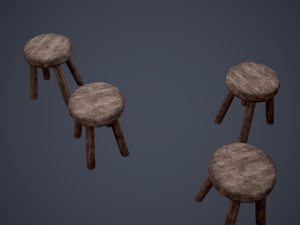 Tavern table and stools 3D Модель