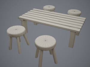 Tavern table and stools 3D Модель