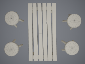 Tavern table and stools 3D Модель