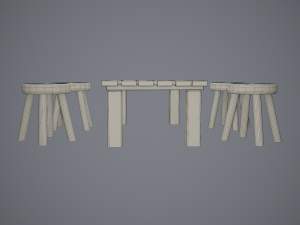 Tavern table and stools 3D Модель