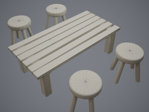 Tavern table and stools 3D Модель
