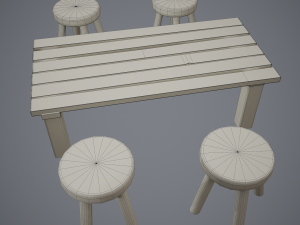Tavern table and stools 3D Модель