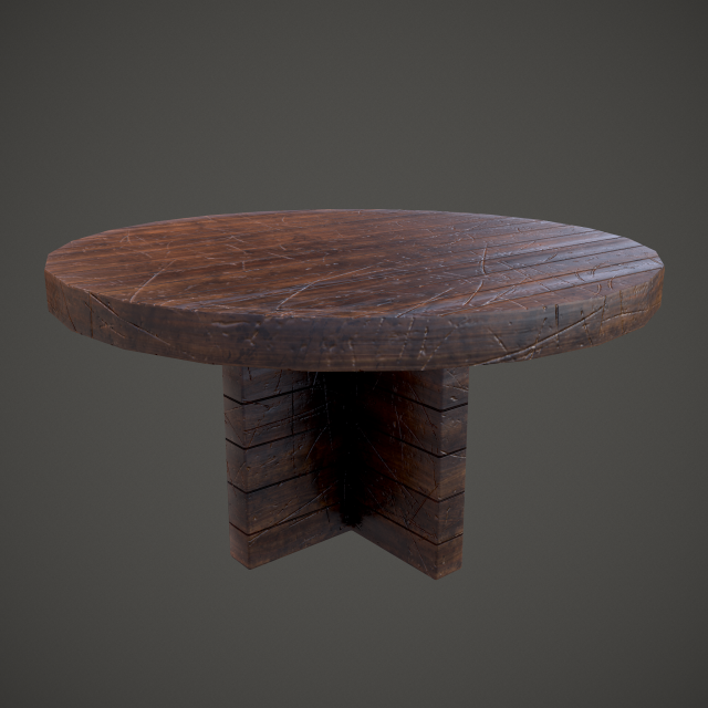 Medieval tavern round table 3D Model .c4d .max .obj .3ds .fbx .stl .blend 