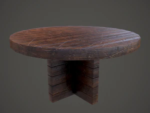 중세 선술집 원형 테이블 3D 모델