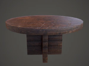 Medieval tavern round table 3D Model