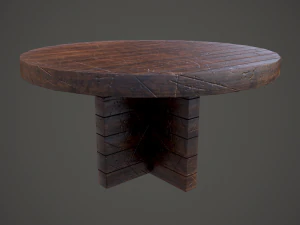 Medieval tavern round table 3D Model