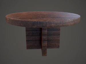 Medieval tavern round table 3D Model
