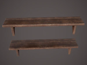 Medieval tavern shelf 3D Model