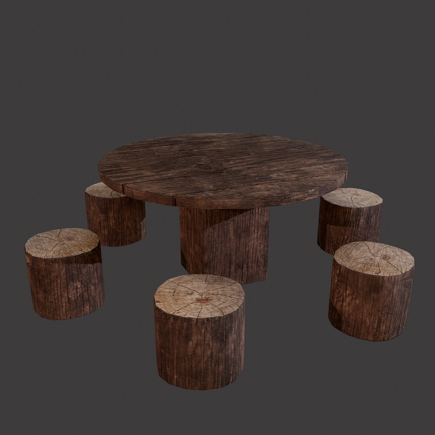 Round table with seats 3D Model .c4d .max .obj .3ds .fbx .stl .blend 