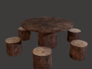 Round table with seats 3D मॉडल