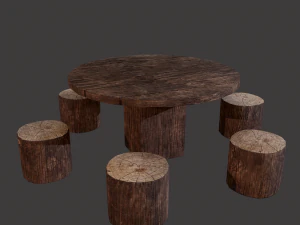 Mesa redonda com assentos Modelo 3D