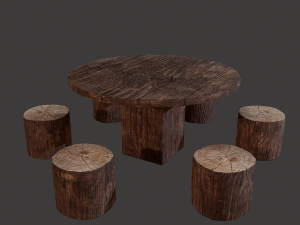 Round table with seats Modello 3D