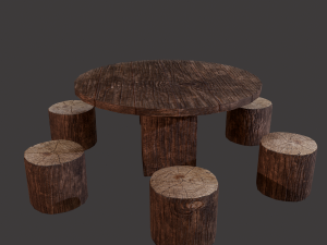 Round table with seats Modello 3D