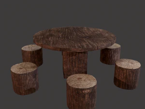 Round table with seats 3D Model