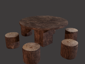 Round table with seats Modello 3D
