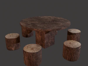 Round table with seats 3D Model