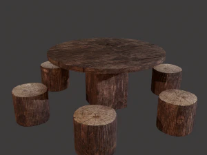 Round table with seats 3D Model