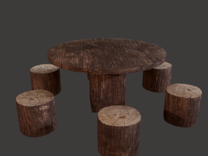 Round table with seats Modello 3D