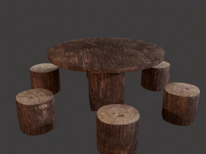 Round table with seats 3D Model