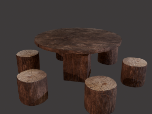 Round table with seats Modello 3D