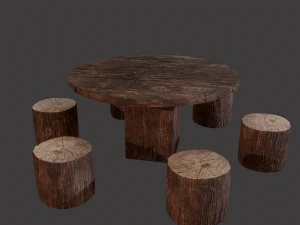 Round table with seats 3D Model