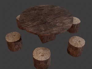 Round table with seats 3D Model
