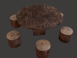 Round table with seats Modello 3D