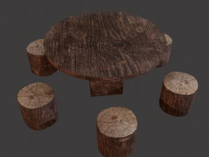 Round table with seats 3D Model