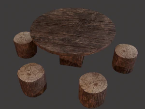 Round table with seats 3D Model