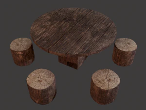Round table with seats 3D Model
