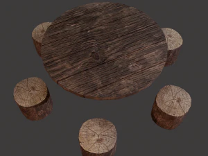 Round table with seats 3D Model