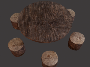 Round table with seats Modello 3D