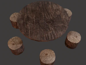 Round table with seats 3D Model