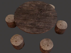 Round table with seats 3D Model