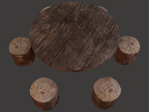 Round table with seats Modello 3D