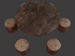 Round table with seats 3D Model