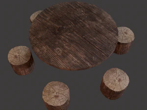 Round table with seats 3D Model