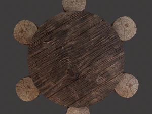 Round table with seats 3D Model