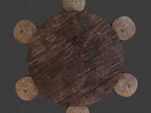 Round table with seats 3D Model