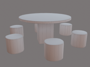 Round table with seats Modello 3D