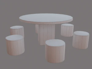 Round table with seats 3D Model