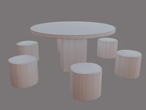 Round table with seats 3D Model