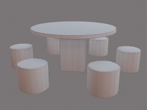 Round table with seats Modello 3D