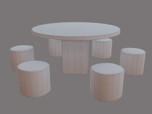 Round table with seats 3D Model