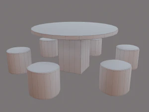 Round table with seats 3D Model
