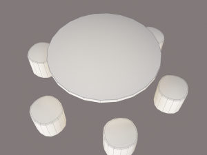Round table with seats Modello 3D