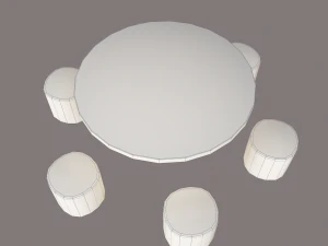 Round table with seats 3D Model