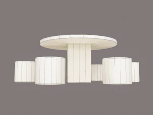 Round table with seats 3D Model